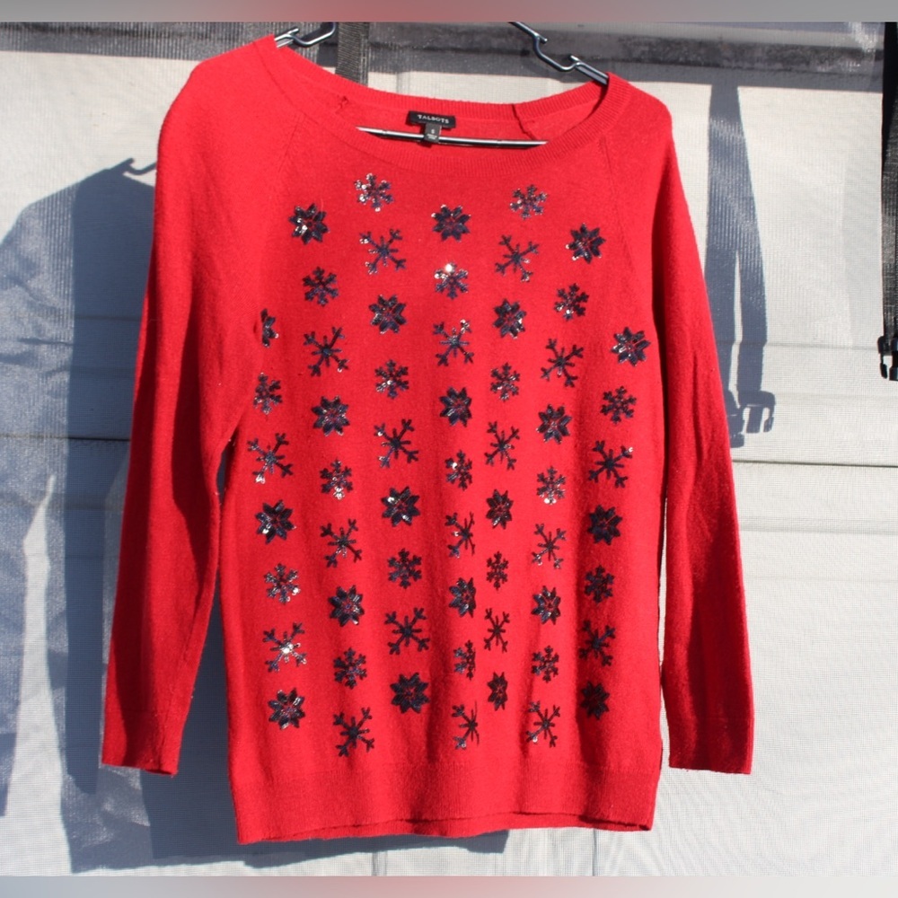 Talbots Small Snowflake Red Long Sleeve